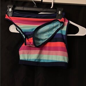 Eddie Bauer Reversible Swimsuit Set Colorful Striped Bikini - Youth M (10/12)